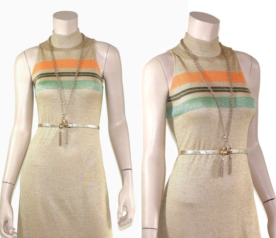 70s Emilio Pucci gold striped metallic gown, 1970… - image 8