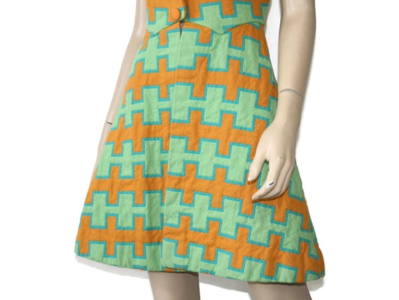 Vintage 1960s 1970s pop op art geometric wool ves… - image 4