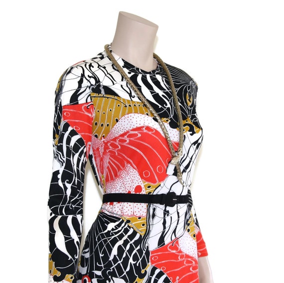 Vintage 60s 70s mod op art graphic butterfly dres… - image 5