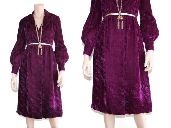 Vintage Malcolm Starr purple silk embossed velvet… - image 4