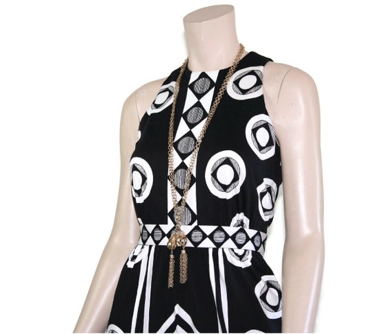 1960s 1970s black white mod geometric dress, 60s … - image 8