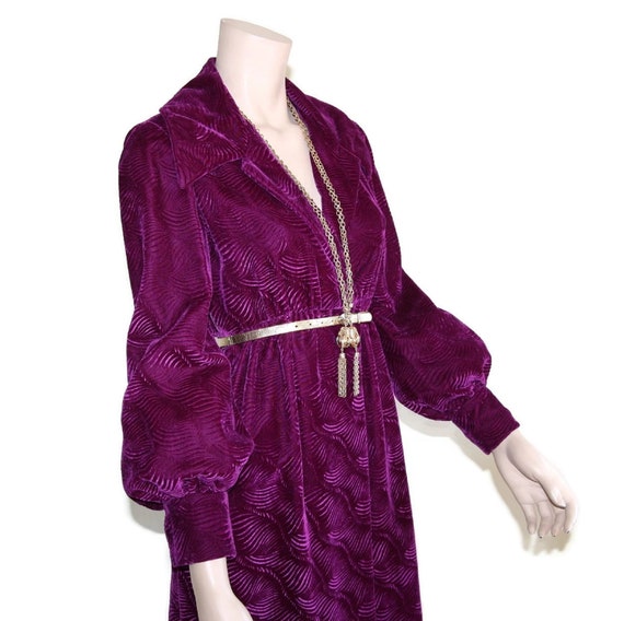 Vintage Malcolm Starr purple silk embossed velvet… - image 8