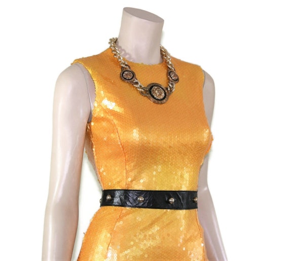 Jeanette Kastenberg yellow sequin column dress, 9… - image 2