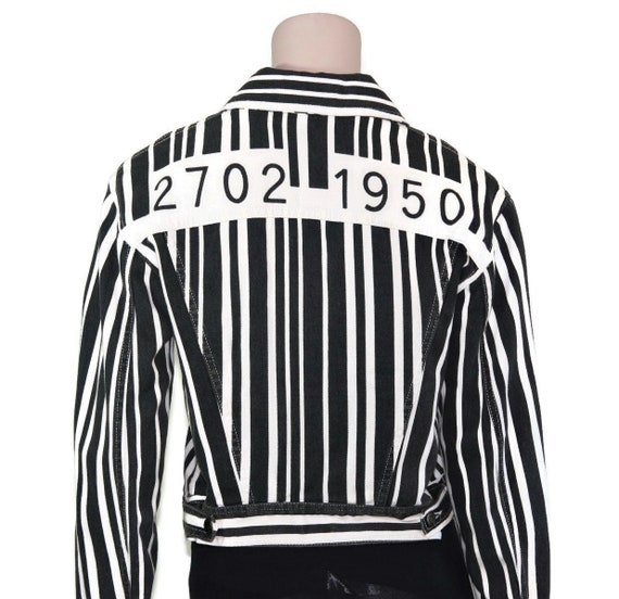 90s Moschino Jeans denim novelty pop art striped bar … Gem