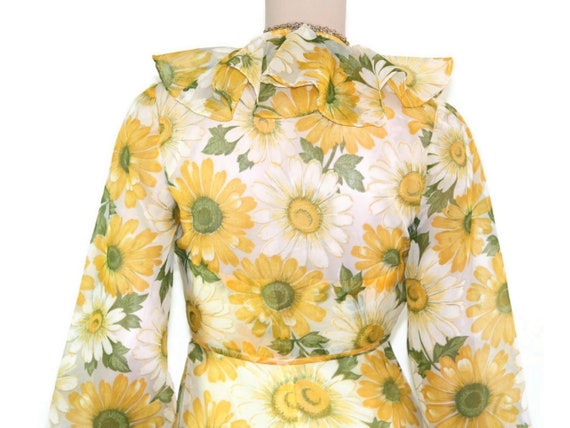 Vintage 60s 70s floral daisy halter dress & ballo… - image 9