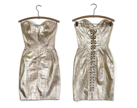 80s gold dress