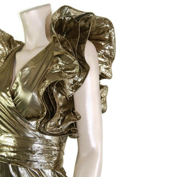 Lael Puff Sleeve Gold Burton Belt Dress ワンピース Late 1960s Oscar De La Renta Boutique Gold Metallic Dress – Muse