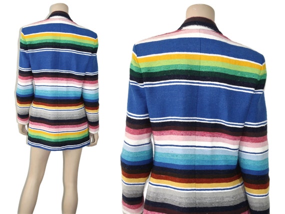 Vintage 90s rainbow striped serape jacket, 1990s … - image 7