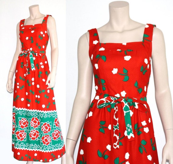 60s 70s Malia novelty Hawaiian maxi dress - xs or