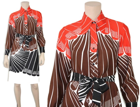 Vintage 1970s Lanvin mod logo shirt dress, 70s mo… - image 3