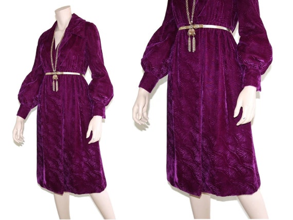 Vintage Malcolm Starr purple silk embossed velvet… - image 7