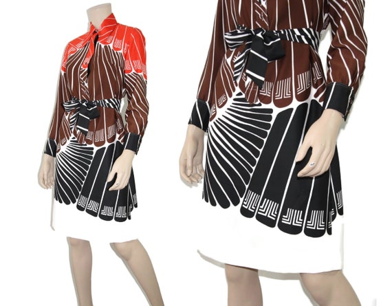 Vintage 1970s Lanvin mod logo shirt dress, 70s mo… - image 5