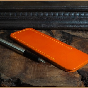 Orange leather case for one or two pens