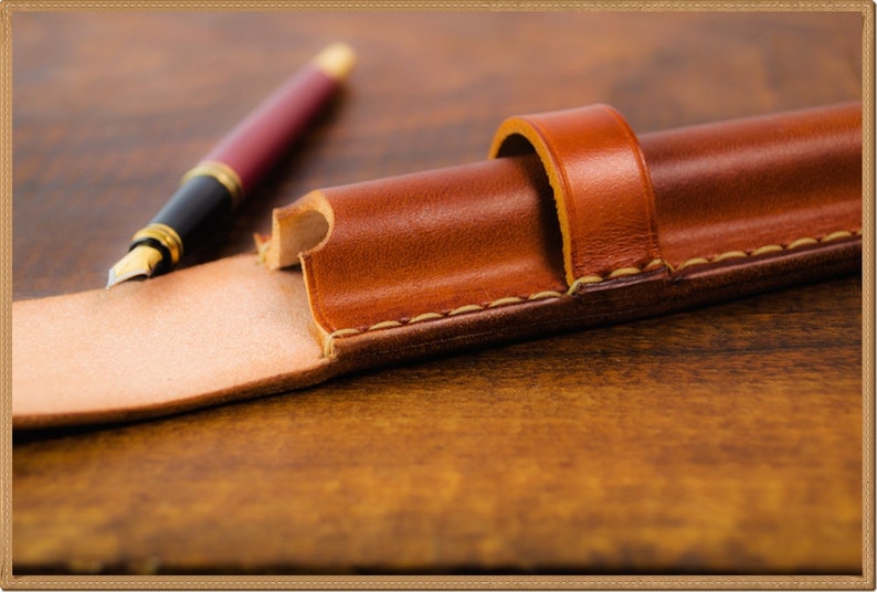 Spanish brown leather fountain pen or pencil case Etsy