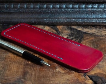 Oxblood Leather Pen Case: Handmade Full-Grain Fountain Pen Holder