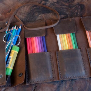 Leather Pencil Case | Crazy Horse Leather Pouch | Handmade Gift for Artists, Writers & Students