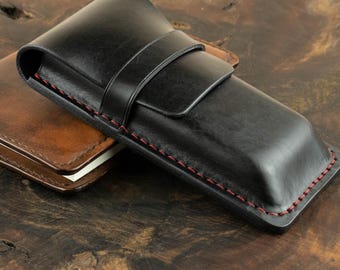 Elegant Black Leather Pen Case – Professional & Stylish Accessory for Businessmen