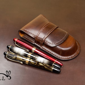 Three Fountain Pen Holder – Elegant Pencil Pouch – Personalised Gift for Him or Teacher -Handcrafted Elegance for Stylish Professionals