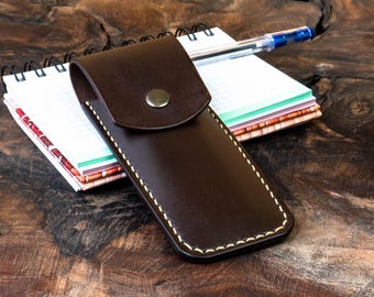 Portapenne in pelle fatto a mano: astuccio minimalista in pelle pieno fiore