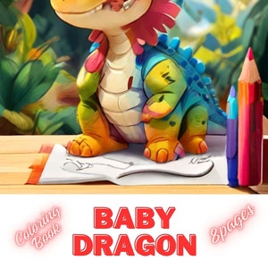 Coloring Book For Kids Dragon, Printable Dragon Coloring Pages For Kids And Adults, Digital Download PDF image 2