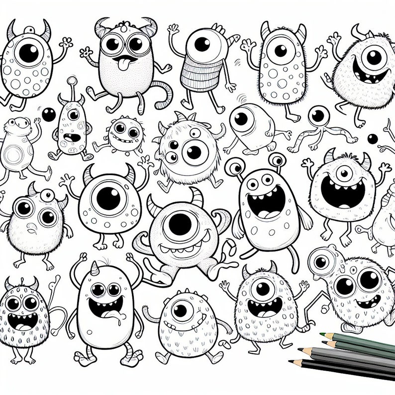 Coloring Book Monsters Adults Printable, Coloring Pages Monsters Kids Gift, Digital Coloring Book Baby Gifts image 8