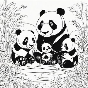 Coloring Book Panda, Color Pages Panda for Kids and Adults, Gift for Kids Printable Panda 画像 1