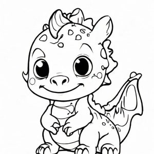 Coloring Book For Kids Dragon, Printable Dragon Coloring Pages For Kids And Adults, Digital Download PDF image 1