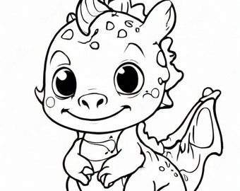 Coloring Book For Kids Dragon, Printable Dragon Coloring Pages For Kids And Adults, Digital Download PDF