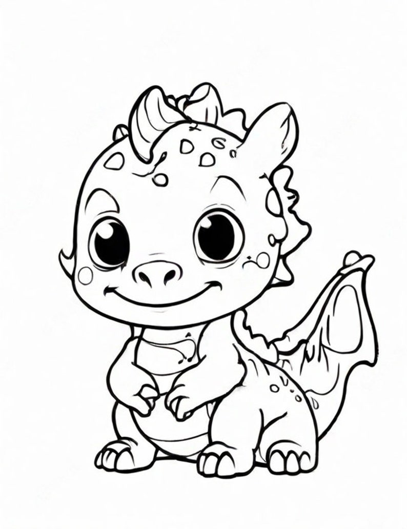 Coloring Book For Kids Dragon, Printable Dragon Coloring Pages For Kids And Adults, Digital Download PDF image 1