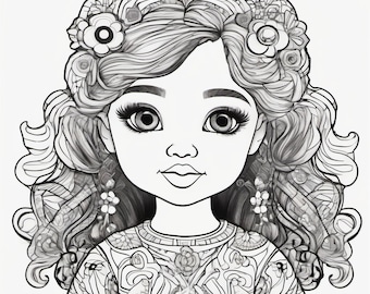 Dolls Coloring Book, Dolls Coloring Page Printable, Kids Coloring Pages, Girls Coloring Pages