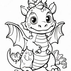 Coloring Book For Kids Dragon, Printable Dragon Coloring Pages For Kids And Adults, Digital Download PDF image 3
