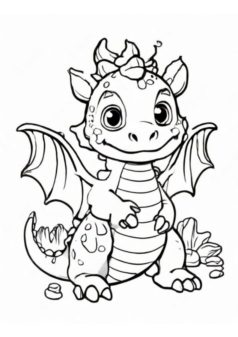 Coloring Book For Kids Dragon, Printable Dragon Coloring Pages For Kids And Adults, Digital Download PDF image 3