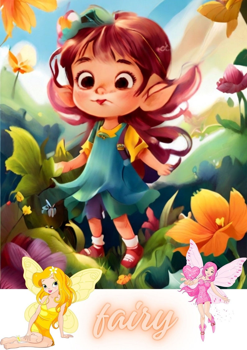 Fairy Coloring Book For Kids, Fairy Coloring Pages, Coloring Pages For Kids, Fairy Coloring Pages for Children, Girls Digital Coloring Pages image 2