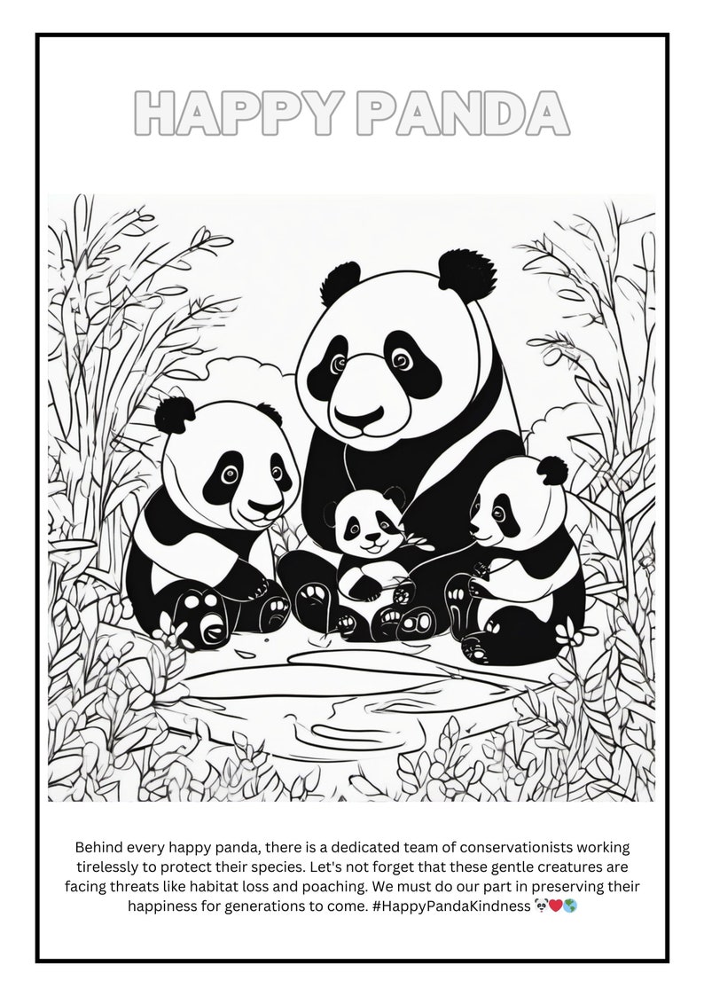 Coloring Book Panda, Color Pages Panda for Kids and Adults, Gift for Kids Printable Panda 画像 3