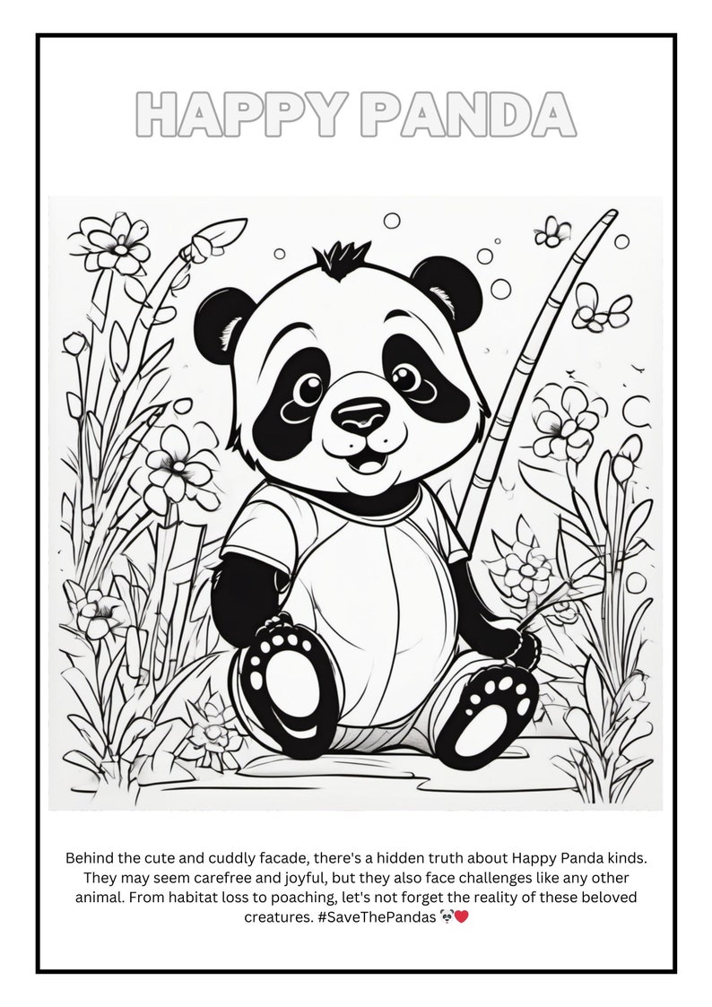 Coloring Book Panda, Color Pages Panda for Kids and Adults, Gift for Kids Printable Panda image 4