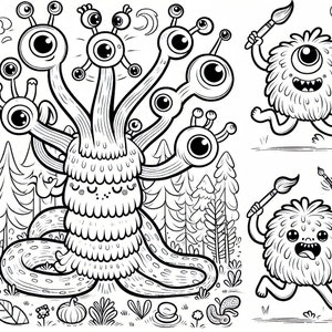 Coloring Book Monsters Adults Printable, Coloring Pages Monsters Kids Gift, Digital Coloring Book Baby Gifts image 5