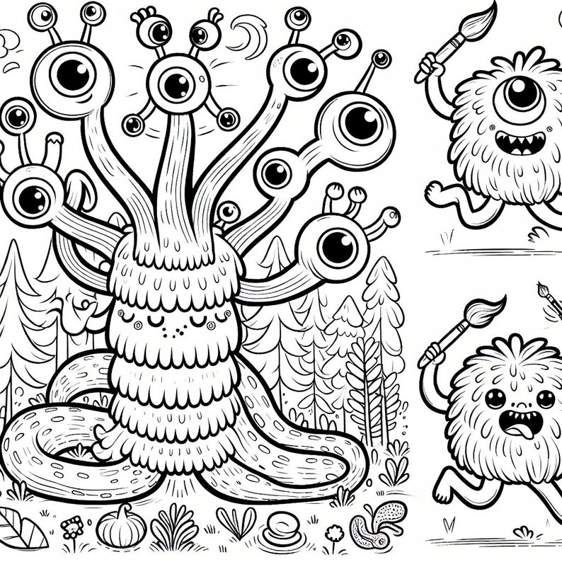 Coloring Book Monsters Adults Printable, Coloring Pages Monsters Kids ...