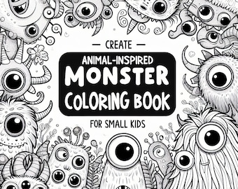 Coloring Book Monsters Adults Printable, Coloring Pages Monsters Kids Gift, Digital Coloring Book Baby Gifts