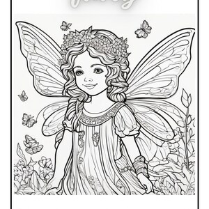 Fairy Coloring Book For Kids, Fairy Coloring Pages, Coloring Pages For Kids, Fairy Coloring Pages for Children, Girls Digital Coloring Pages image 3