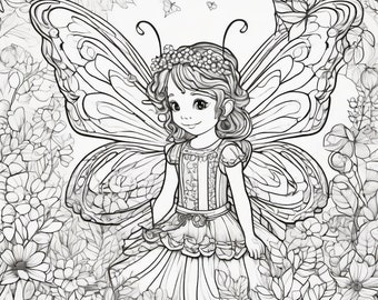 Fairy Coloring Book For Kids, Fairy Coloring Pages, Coloring Pages For Kids, Fairy Coloring Pages for Children, Girls Digital Coloring Pages