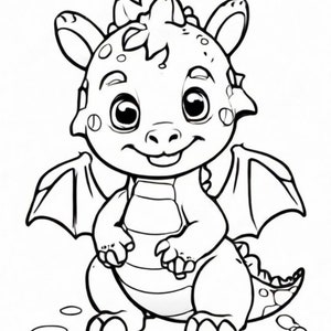 Coloring Book For Kids Dragon, Printable Dragon Coloring Pages For Kids And Adults, Digital Download PDF image 4