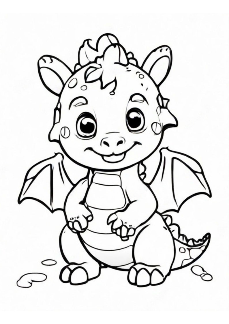 Coloring Book For Kids Dragon, Printable Dragon Coloring Pages For Kids And Adults, Digital Download PDF image 4