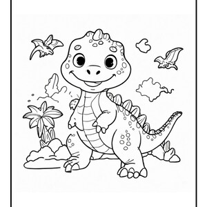 Coloring Pages Dinosaur, Coloring Book Dinosaur, Children Coloring Books Gifts for Kids image 3