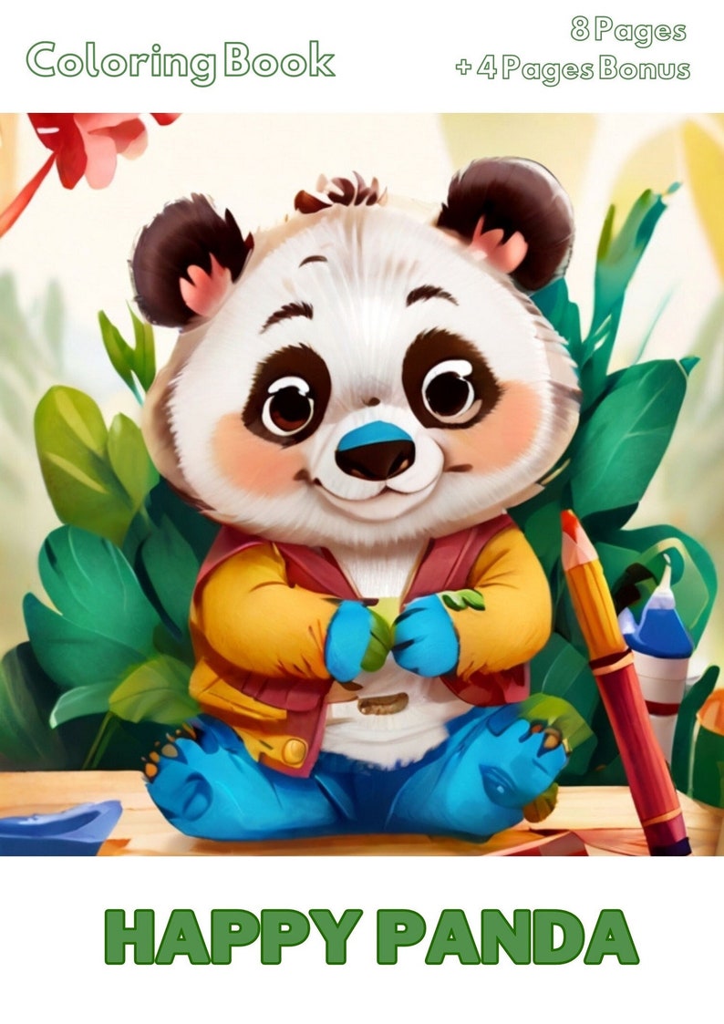 Coloring Book Panda, Color Pages Panda for Kids and Adults, Gift for Kids Printable Panda 画像 2