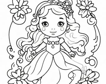 Coloring Book Princess, Coloring Pages Princess for Children & Adults, Download Printable PDF