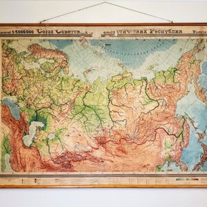 Vintage Map of Russia/soviet Union From 1953 - Etsy