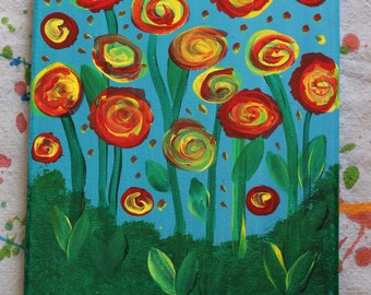 Contemporary Impresionist Brilliantly colored Flower  Painting  81029