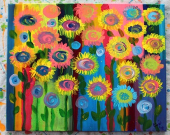 Contemporary Impresionist Brilliantly colored Flower  Painting