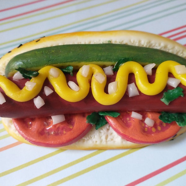 Aimant ou décoration pour hot-dog de style Chicago