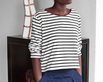 Organic cotton long sleeve striped Breton top